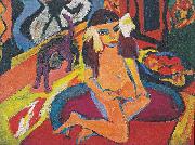 Ernst Ludwig Kirchner Madchen mit Katze oil painting artist